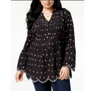 Style & Co Woman Plus Sz 0X Pintuck Top Blouse